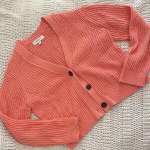 Banana Republic Coral Button-Front Cardigan, L, lightweight knit, v neck, soft